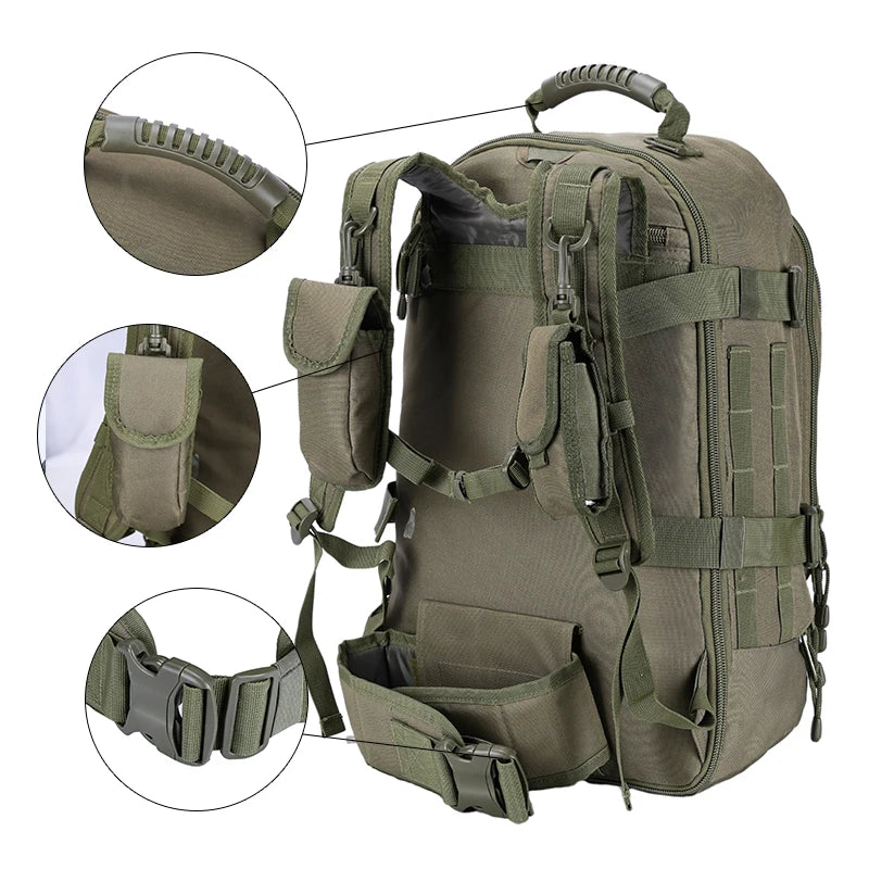LQArmy 60L Durable & Water-resistant Tactical Backpack; Unisex