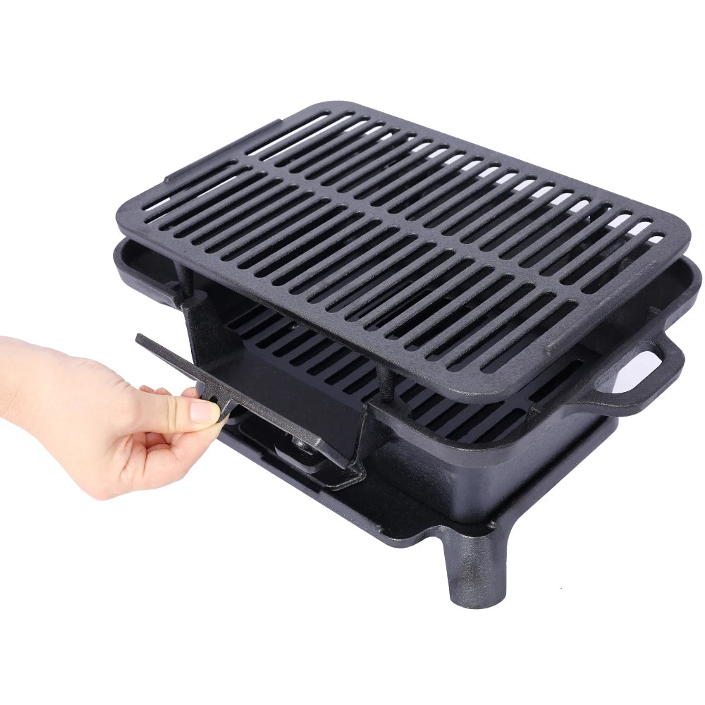 Portable Cast Iron Charcoal Grill