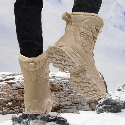 Men Winter Velvet Warm Snow Boots, Waterproof Ski Shoes