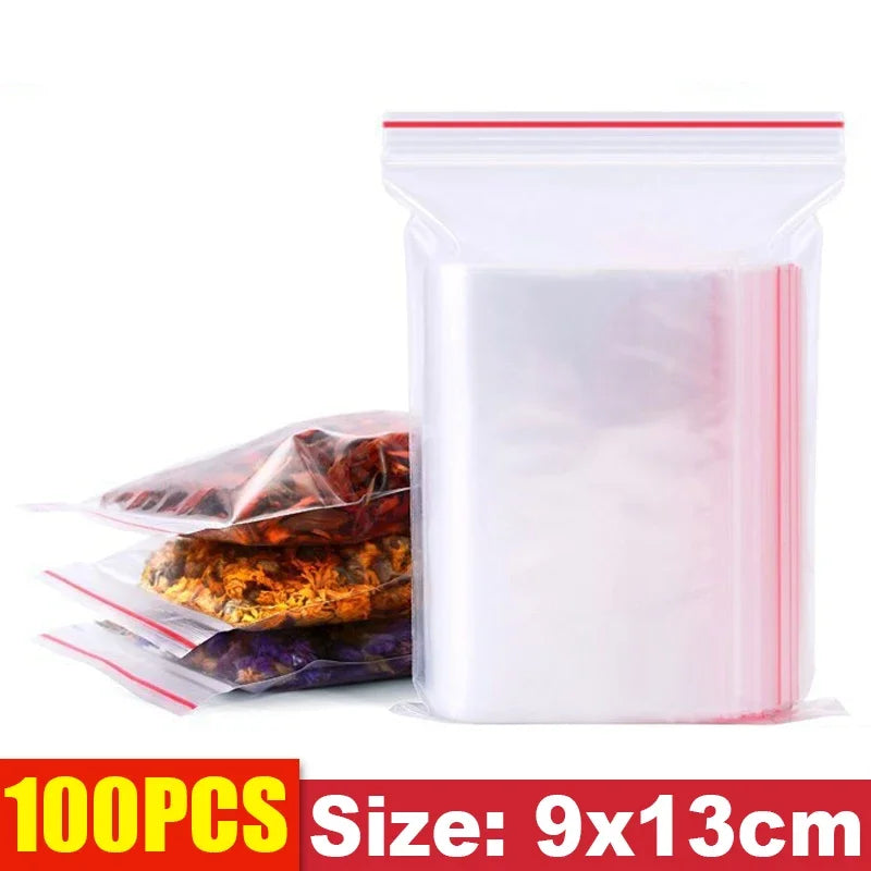 Clear Plastic Storage Bags, Zipper Seal