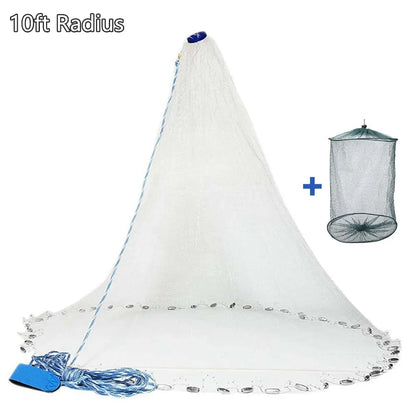 Cast Net for Bait Trap Fish; 3/4/5/6/7/8/9/10ft Radius