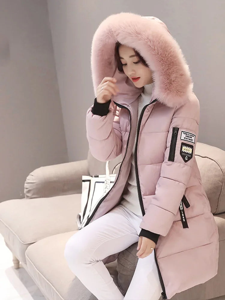 Fur Collar Hooded Women Coats/Parka
