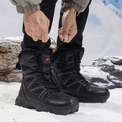 Men Winter Velvet Warm Snow Boots, Waterproof Ski Shoes