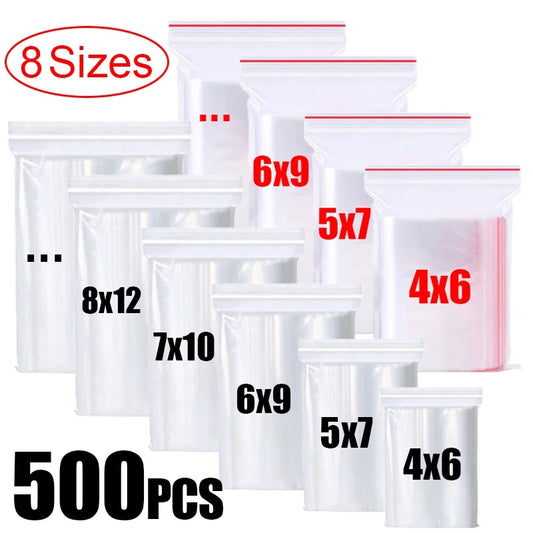 Clear Plastic Storage Bags, Zipper Seal