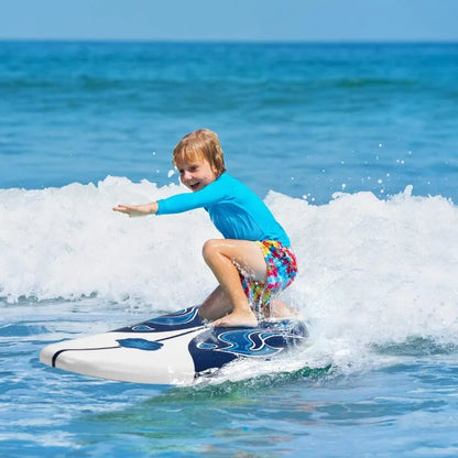 6' Surfboard Beginner Board for Kids, Foamier Board with Removable Fins