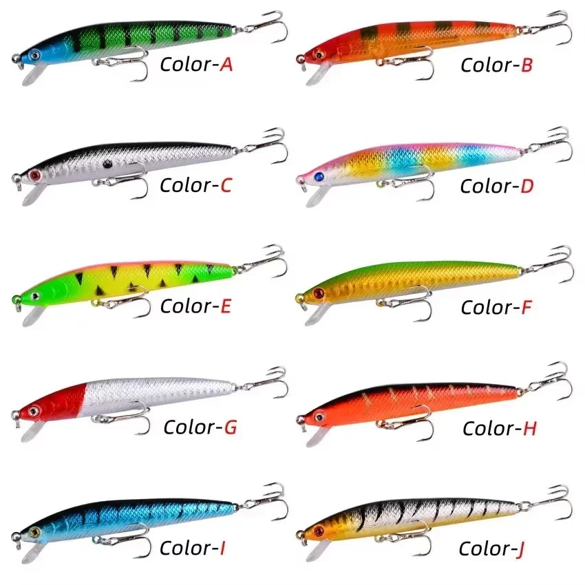 10pcs Floating Minnow Artificial Bait Wobbler Crankbait