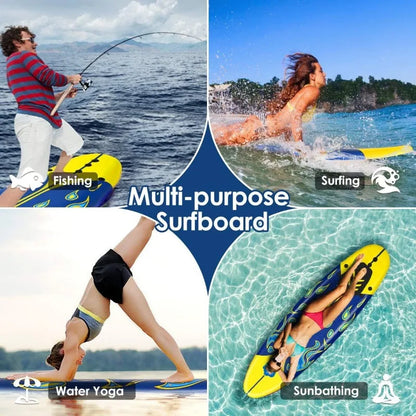 Kids Lightweight Foam Surfboard 6 Ft With 3 Detachable Fins