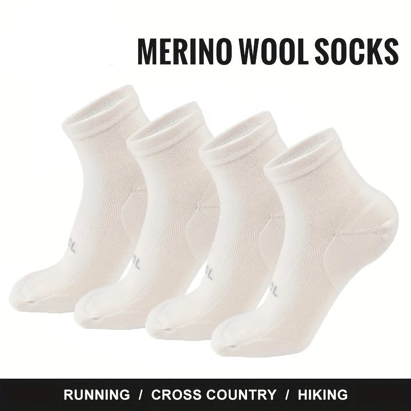 4 Pairs Wool Socks Low Cut Unisex 70% Merino Wool