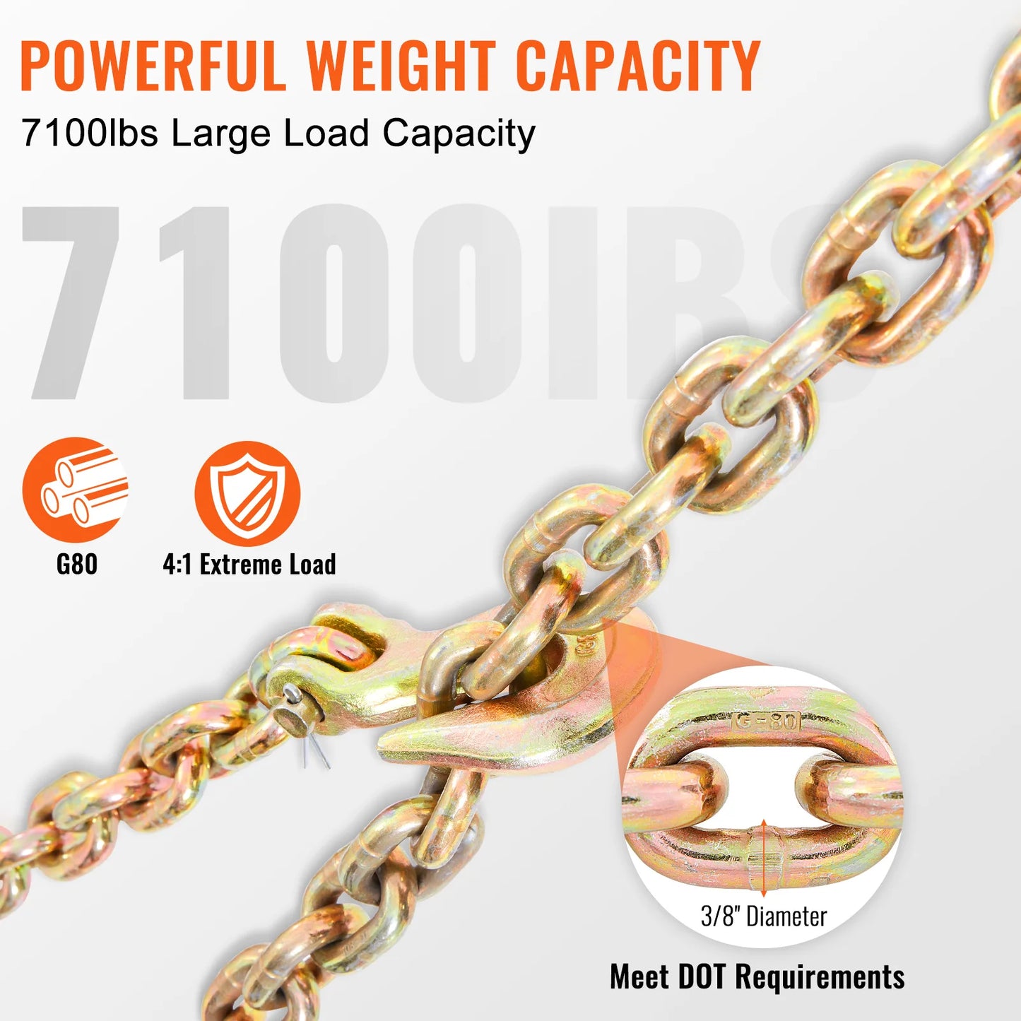 1 & 2 pcs Binder Chain with Safety Grab Hooks