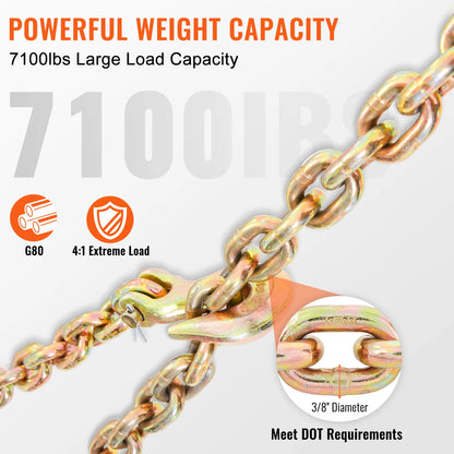 1 & 2 pcs Binder Chain with Safety Grab Hooks