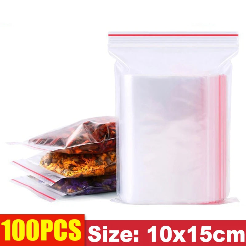 Clear Plastic Storage Bags, Zipper Seal