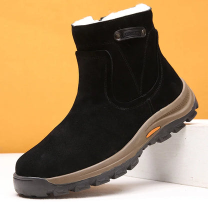 Genuine Sheepskin and Wool Integrated Snow Boots, Men
