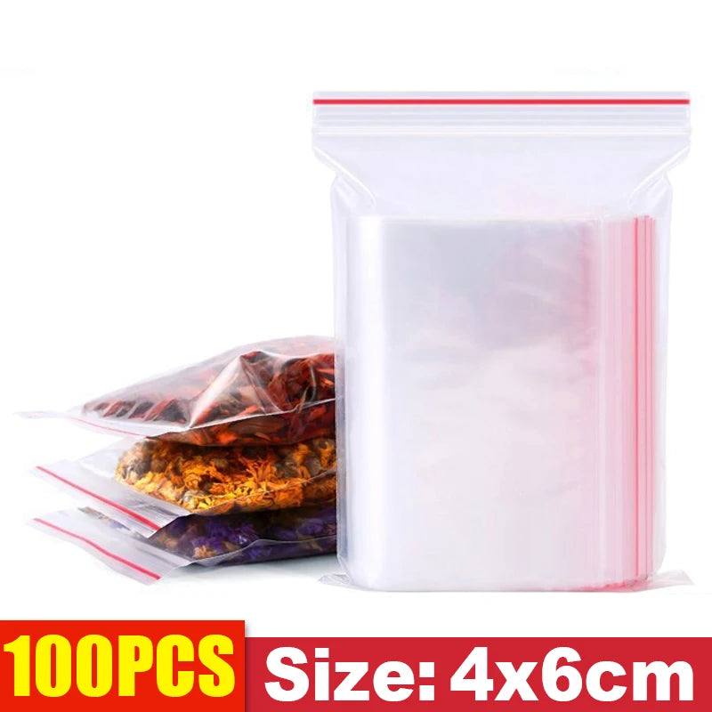 Clear Plastic Storage Bags, Zipper Seal