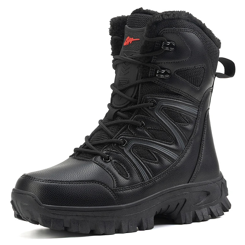 Men Winter Velvet Warm Snow Boots, Waterproof Ski Shoes
