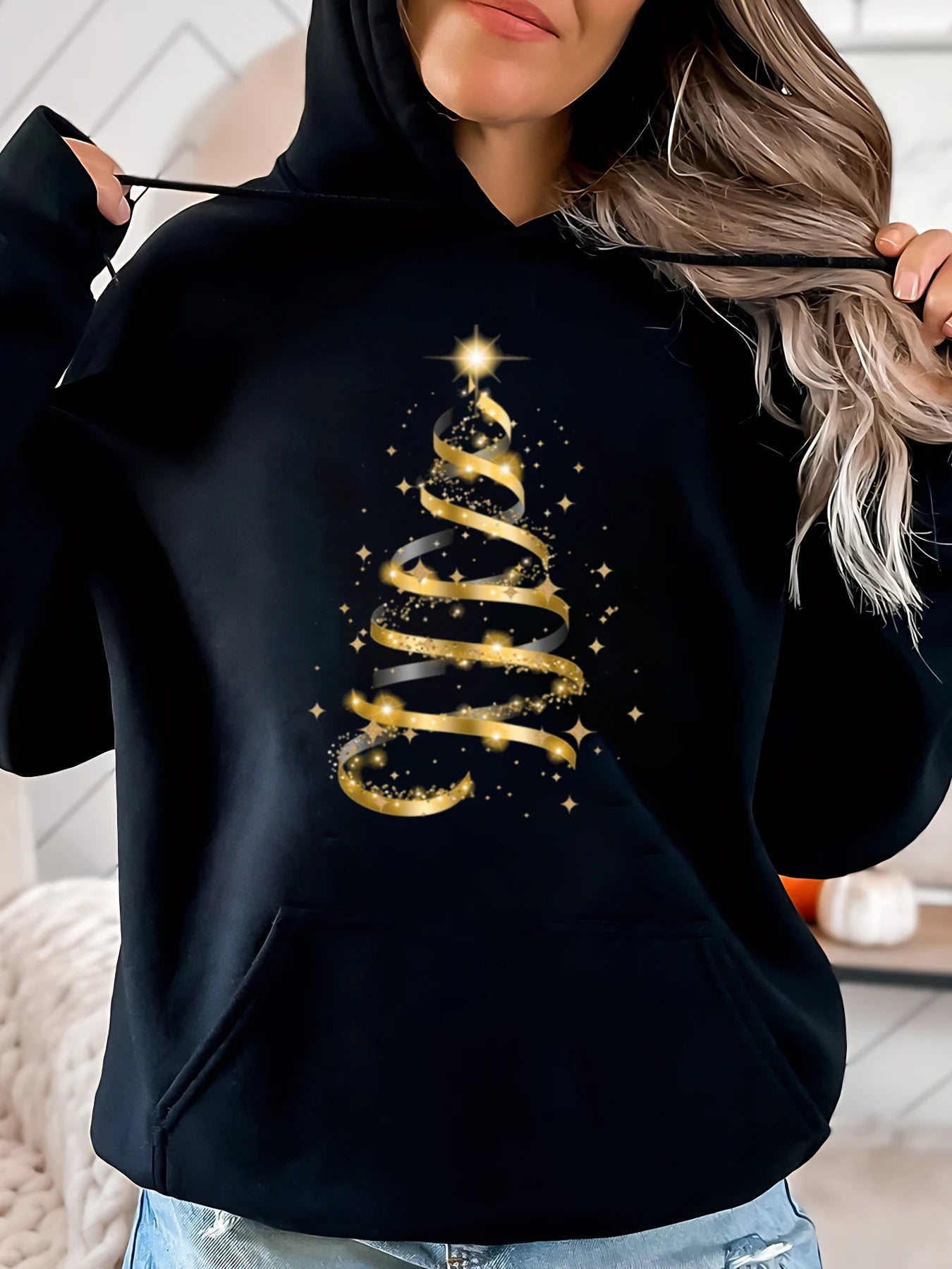 Women Casual Wear Christmas Tree, Plus-Size Hoodie