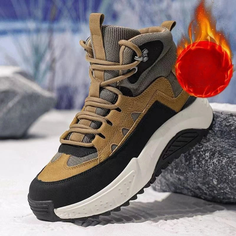 Genuine Leather Men Snow Boots, Waterproof