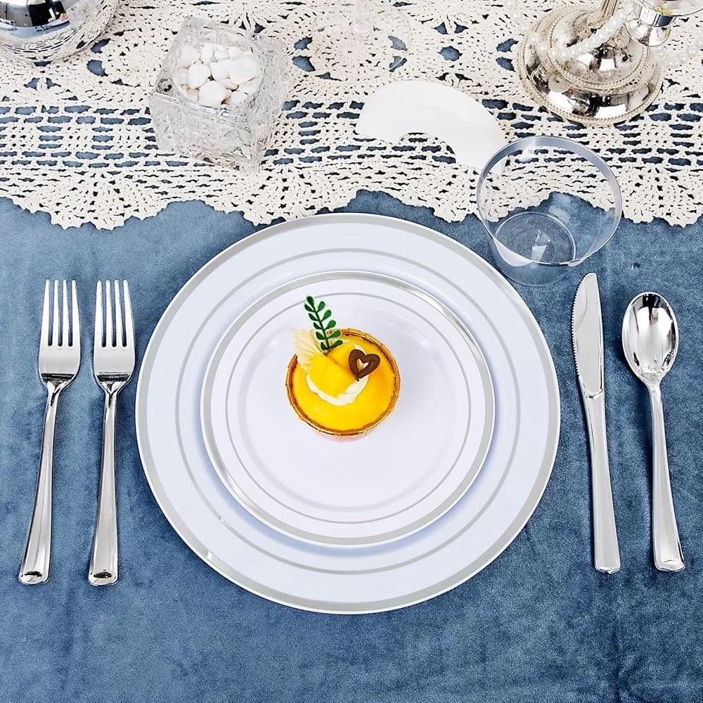 Disposable Plastic Dinnerware for 50 Guests