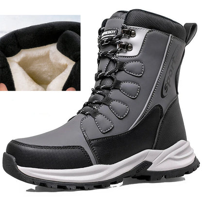 Men's Waterproof Snow Boots, Non-Slip Side Zipper