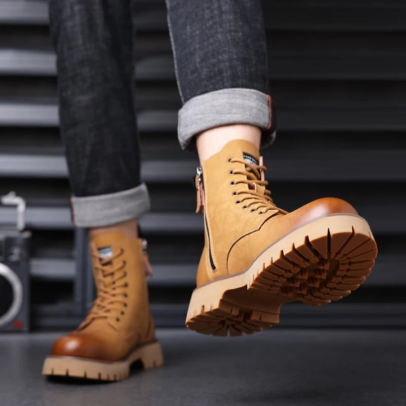 Leather Ankle Boots, Men's Leather Cowboy Boots