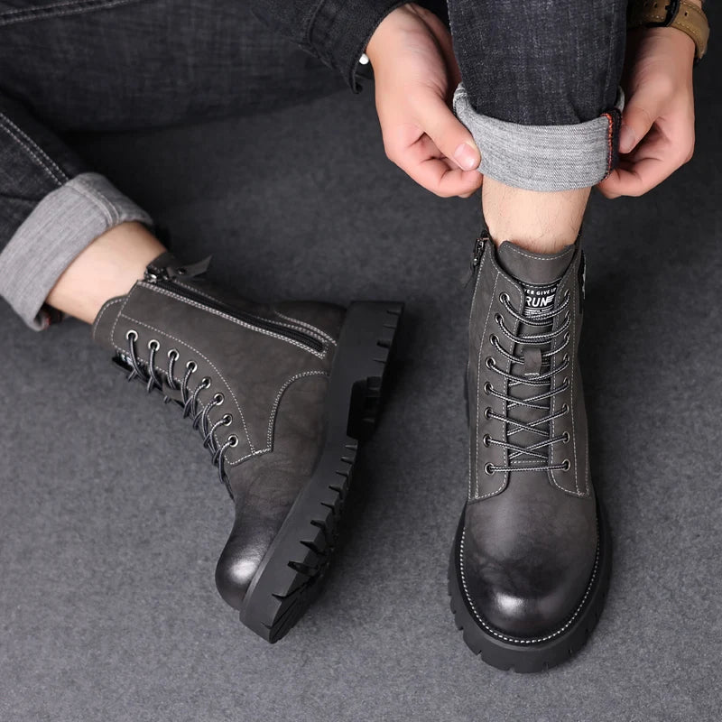 Leather Ankle Boots, Men's Leather Cowboy Boots