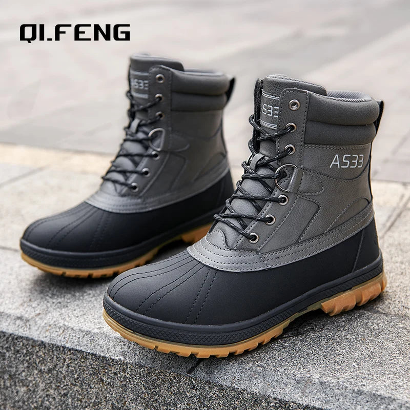 Plus Size 47 Outdoor Men Snow Boots, Waterproof Slip-Resistant
