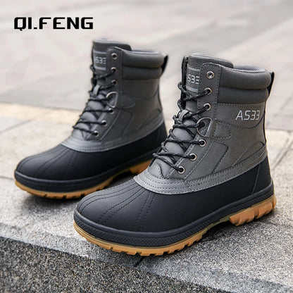 Plus Size 47 Outdoor Men Snow Boots, Waterproof Slip-Resistant
