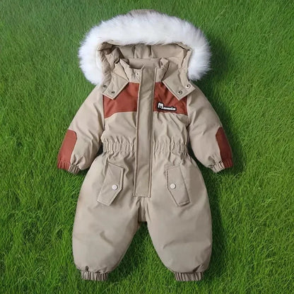 Kids One Piece Snowsuit, Warm Windproof Waterproof