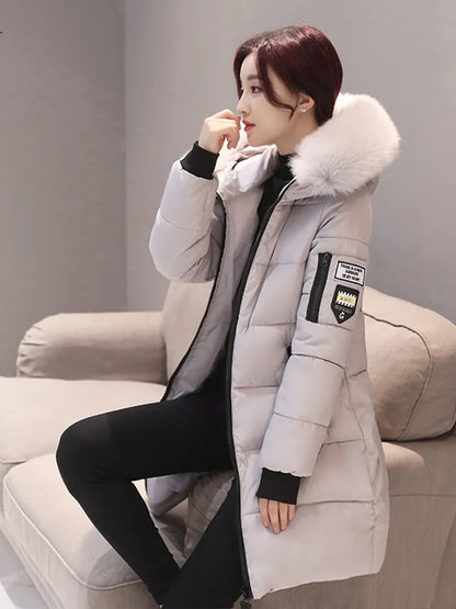 Fur Collar Hooded Women Coats/Parka