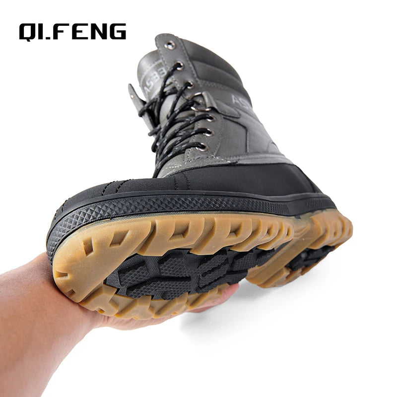 Plus Size 47 Outdoor Men Snow Boots, Waterproof Slip-Resistant