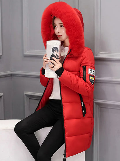 Fur Collar Hooded Women Coats/Parka