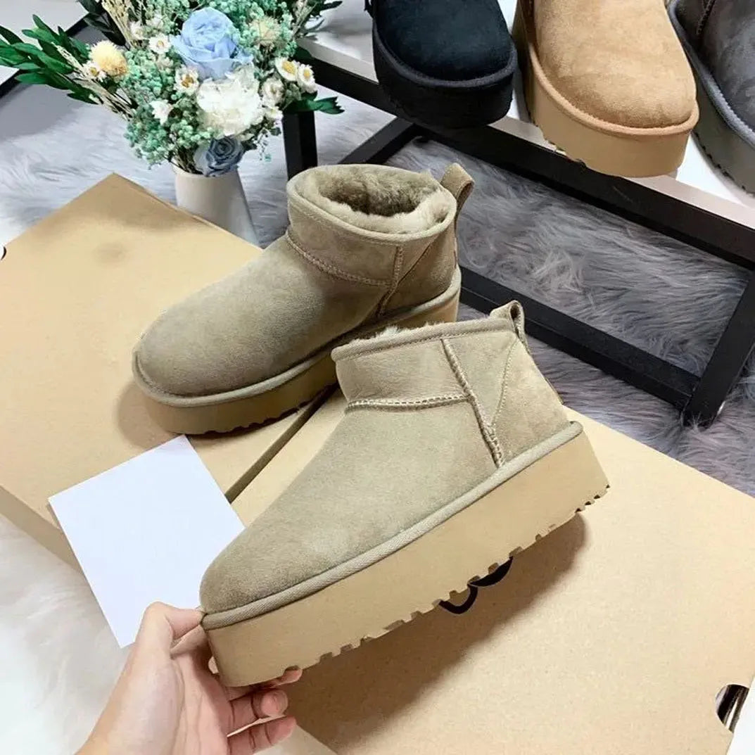 Real Sheepskin Wool Women Snow Boots