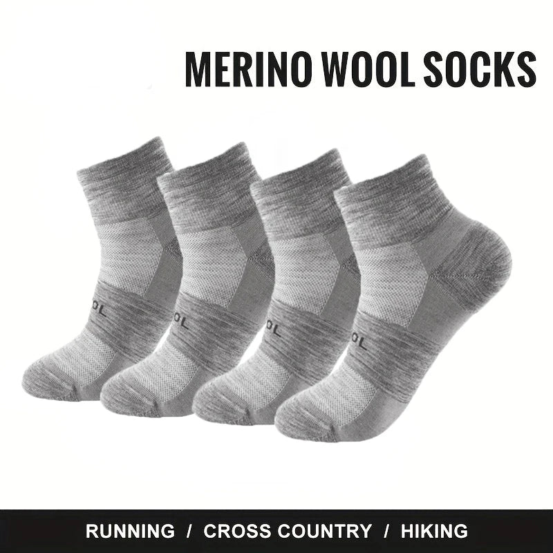 4 Pairs Wool Socks Low Cut Unisex 70% Merino Wool