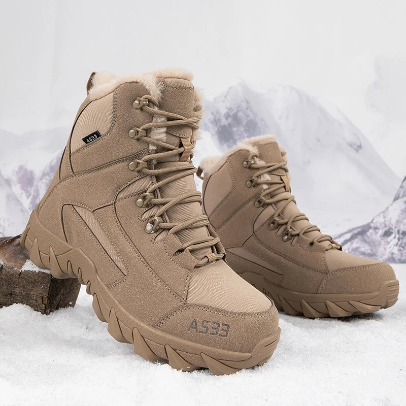 Men's Snow Boots, Warm Plush Winter Boots
