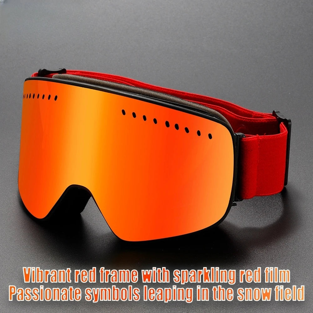 Magnetic Double-Layer Anti-Fog Ski Goggles