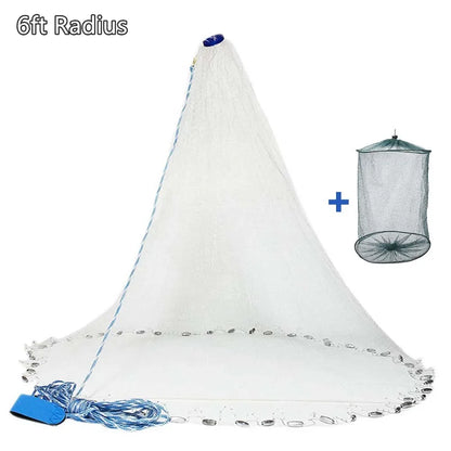 Cast Net for Bait Trap Fish; 3/4/5/6/7/8/9/10ft Radius