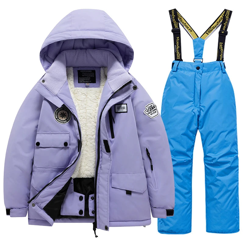Children's Ski Suit Set Unisex, Thick Waterproof, Warm