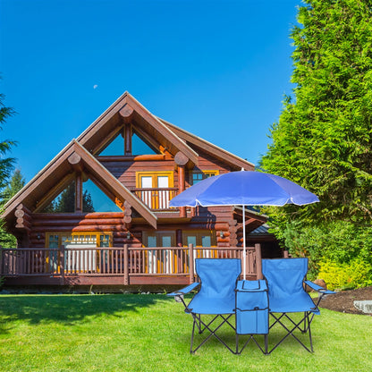 2-Seat Folding Chair With Removable Umbrella