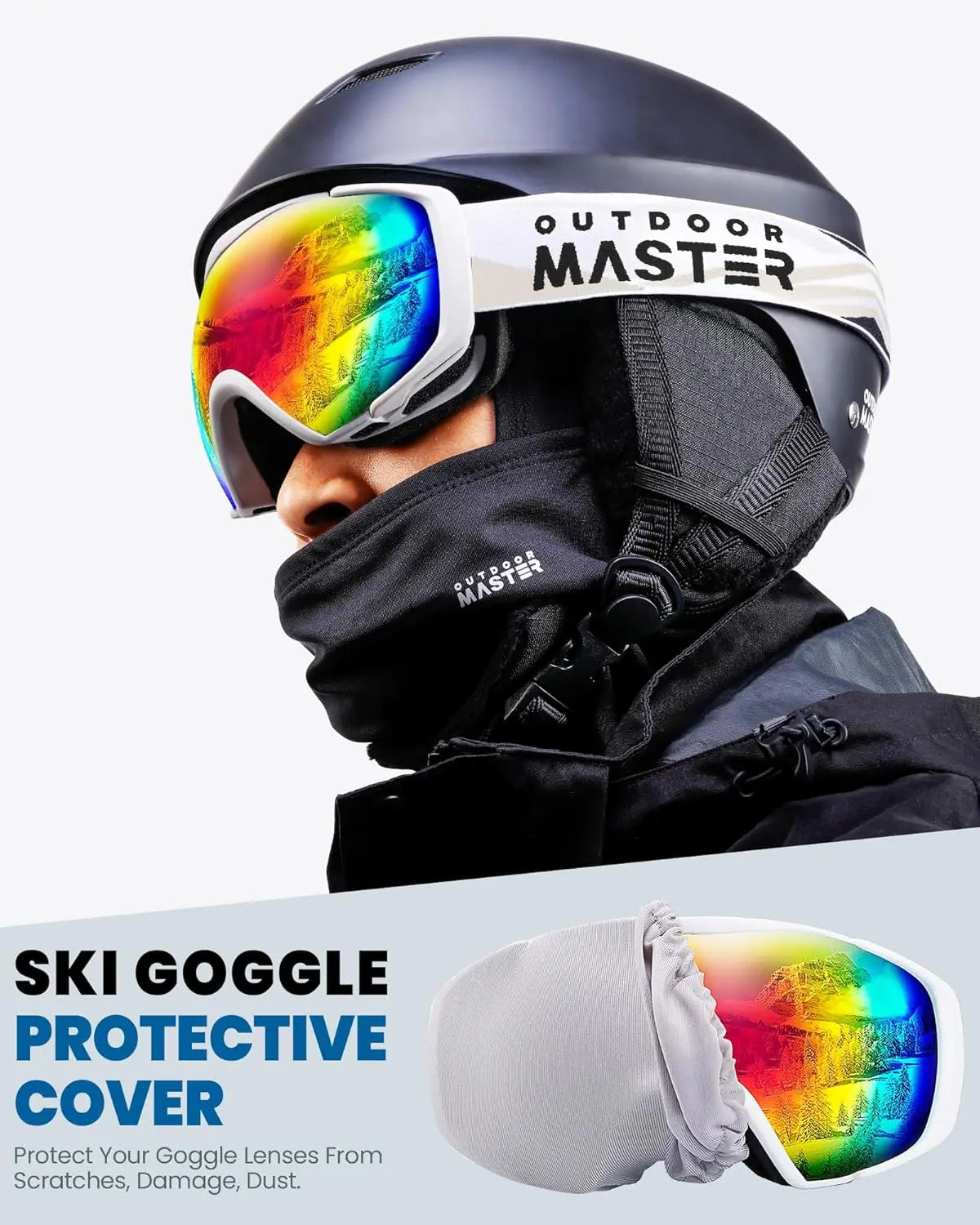 OutdoorMaster Ski Goggles with Cover Snowboard Snow Goggles OTG Anti-Fog