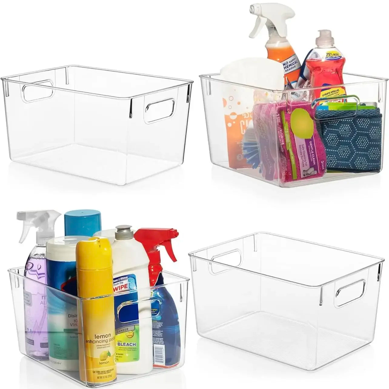 4 Plastic Storage Bins, Organizers Storage Containers