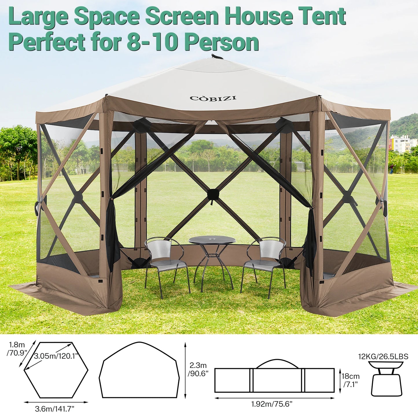 12x12ft Pop-Up Gazebo Screen Tent Mosquito Netting