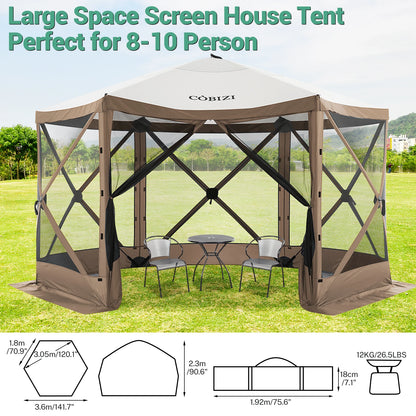 12x12ft Pop-Up Gazebo Screen Tent Mosquito Netting
