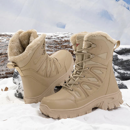 Men Winter Velvet Warm Snow Boots, Waterproof Ski Shoes