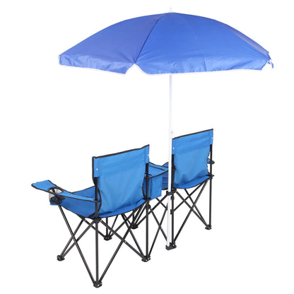 2-Seat Folding Chair With Removable Umbrella