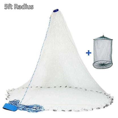 Cast Net for Bait Trap Fish; 3/4/5/6/7/8/9/10ft Radius