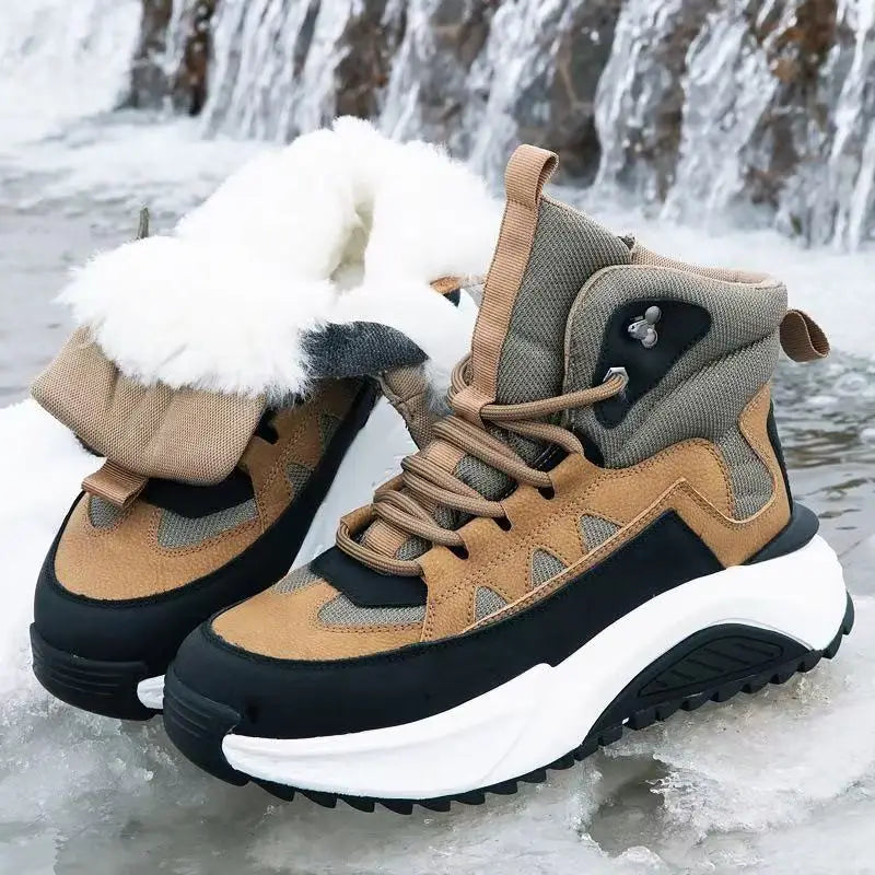 Genuine Leather Men Snow Boots, Waterproof