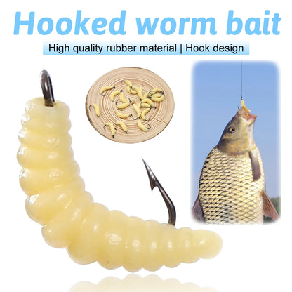 30pcs Artificial Breadworms Fishing Bait with Hooks